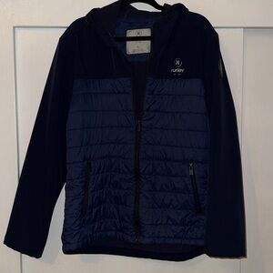 🏄‍♂️ Hurley Men's three layer fabric tech wind resistant Blue Navy Jacket Lrg